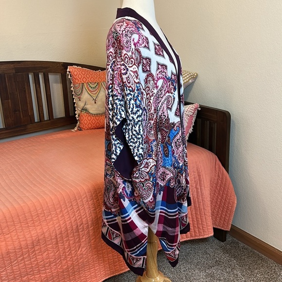 NWT CHICO'S Patchwork Print Ruana Poncho Shawl Wrap S/M - Picture 4 of 14